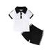 TheFound 2Pcs Baby Boy Summer Outfits Button Down Lapel Tops + Shorts Set