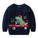 ASFGIMUJ Girls Sweater Boys Girls Winter Long Sleeve Cartoon Dinosaur Knit Sweater Warm Sweater For Children Clothes Knit Sweater Blue 4 Years-5 Years