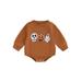 Toddler Baby Sweatshirt Rompers Halloween Pumpkin Skull Print Jumpsuit