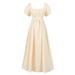 Hwmodou Plus Size Big Girls Regency Dresses Ruffled Classical Puff Sleeve Empire Waist Dress Belt Gown Party Holiday Dresses For Girls