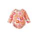 Huakaishijie Toddler Girls Long Sleeve Round Neck Floral Romper Bathing Suit
