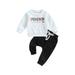 Baby Boy Halloween Outfits Pumpkin Letter Print Sweatshirt and Pants