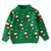 ASFGIMUJ Boys Sweater Xmas Baby Girls Cartoon Crewneck Sweater Pullover Warm Tops Christmas Outfits Knit Sweater Green 3 Years-4 Years