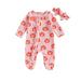 Peyakidsaa Baby Girls Halloween Outfits Pumpkin Print Zipper Romper and Headband