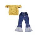 Fattazi Children Wear Girl Gradient Bell Bottoms Denim Jeans High Waist Splicing Buttons Pants For Girl