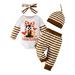 aturustex Baby 4 Piece Outfit Thanksgiving Rompers and Pants Beanie Hat Headband