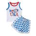 jxxiatang Boy Sleeveless Round Neck Shirt + Drawstring Checkerboard Shorts