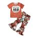 Huakaishijie Toddler Girl 2Pcs Western Outfits Hat/Cowboy T-Shirt + Bell Bottoms