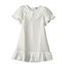 Fattazi 2023 Summer New Thin Girl White Dress Fashion Elegant Princess Skirt Strip Striped Ruffled Dress