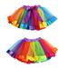 HUANBAI Girls Kids Petticoat Rainbow Pettiskirt Bowknot Skirt Tutu Dress Dancewear S