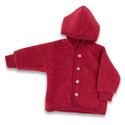 Engel - Kinder Kapuzenjacke mit Holzknöpfen - Wolljacke Gr 86/92 rot