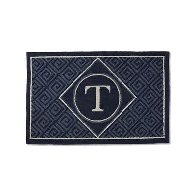 Greek Key Monogram Door Mat - Indigo, 30" x 48" Indigo, J - Frontgate