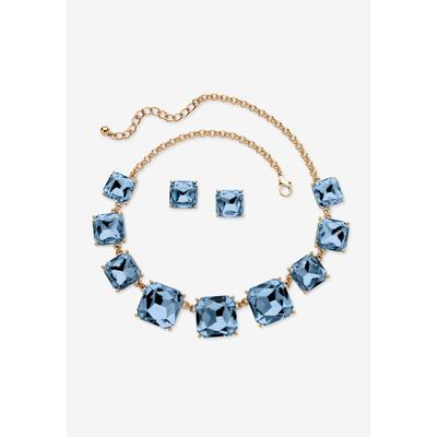 Women's Gold Tone Necklace and Earring Set, Princess Cut Simulated Birthstones by PalmBeach Jewelry in March