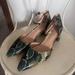 Anthropologie Shoes | Green Snakeskin Print Ankle Strap Heels From Anthropologie | Color: Black/Green | Size: 8.5