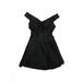 Cameo Cocktail Dress - A-Line V Neck Sleeveless: Black Solid Dresses - Women's Size X-Small