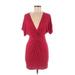 Sage the Label Casual Dress - Mini V Neck Short sleeves: Burgundy Print Dresses - Women's Size Medium