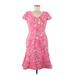 Teri Jon by Rickie Freeman Casual Dress - A-Line V Neck Short sleeves: Pink Floral Dresses - Women's Size 6