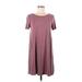 Forever 21 Casual Dress - Shift Scoop Neck Short sleeves: Burgundy Print Dresses - Women's Size Small