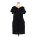 Allison Brittney Casual Dress - Mini V Neck Short sleeves: Black Print Dresses - Women's Size X-Large