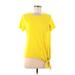 Calvin Klein Short Sleeve Top Yellow High Neck Tops - Women's Size Medium