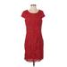 Luxology Casual Dress - Sheath Scoop Neck Short sleeves: Red Print Dresses - Women's Size 4