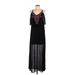 Xhilaration Casual Dress - A-Line V Neck Sleeveless: Black Print Dresses - Women's Size Small