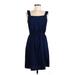Atmosphere Casual Dress - A-Line Square Sleeveless: Blue Print Dresses - Women's Size 6