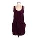 Ann Taylor LOFT Casual Dress - Mini Scoop Neck Sleeveless: Burgundy Print Dresses - Women's Size Medium