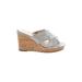 Jessica Simpson Wedges: Slip-on Platform Boho Chic Silver Print Shoes - Women's Size 7 - Open Toe