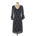 Karl Lagerfeld Casual Dress - Sheath V Neck 3/4 sleeves: Blue Dresses - Women's Size 4