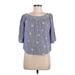 Altar'd State 3/4 Sleeve Blouse: Blue Tops - Women's Size Small