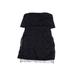 BCBGMAXAZRIA Casual Dress - A-Line Strapless Short sleeves: Black Print Dresses - Women's Size 0