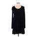 Mittoshop Casual Dress - A-Line Scoop Neck Long sleeves: Black Solid Dresses - Women's Size Medium