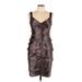 DressBarn Cocktail Dress - Party V Neck Sleeveless: Brown Print Dresses - Women's Size 10