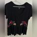 American Eagle Outfitters Tops | Embroidered T-Shirt | Color: Black | Size: L