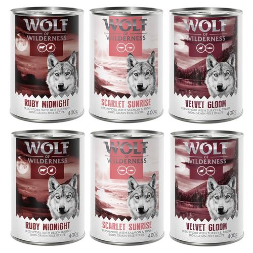 Wolf of Wilderness Adult - mit frischem rotem Fleisch 6 x 400 g Mixpaket
