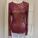 Free People Tops | Free People Wine Sequin Long Sleeve Top Size Small | Color: Red | Size: S