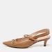 Gucci Shoes | Gucci Brown Leather Interlocking G Horsebit Zumi Slingback Pumps Size 36.5 | Color: Brown | Size: 36.5