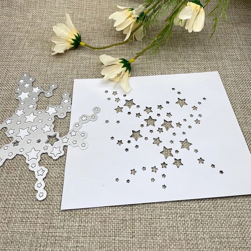 Matrices de découpe en métal avec fond d'étoiles, pochoirs pour bricolage, Scrapbooking, gaufrage décoratif, artisanat, modèle de découpe, moule