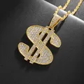 Collier pendentif signe dollar pour hommes et femmes cristal intégral contre-indiqué punk rock