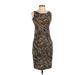 Zara Cocktail Dress - Sheath Crew Neck Sleeveless: Brown Leopard Print Dresses - Women's Size Small