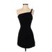 BCBGMAXAZRIA Casual Dress - Bodycon One Shoulder Sleeveless: Black Print Dresses - Women's Size 2X-Small