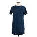 Topshop Casual Dress - Shift Crew Neck Short sleeves: Blue Print Dresses - Women's Size 6