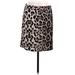 Pink Lily Casual Skirt: Brown Leopard Print Bottoms - Women's Size Medium