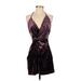 Zara Cocktail Dress - Mini Halter Sleeveless: Purple Print Dresses - Women's Size X-Small