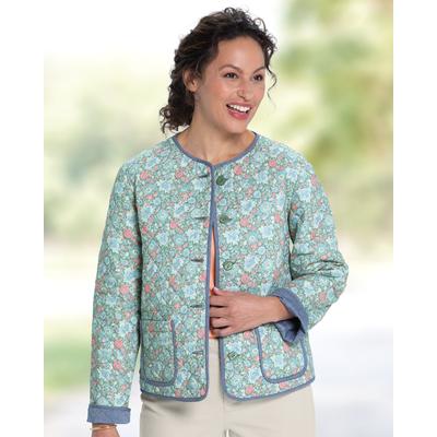 Appleseeds Women's Mini Dahlia Reversible Quilted Jacket - Green - PS - Petite