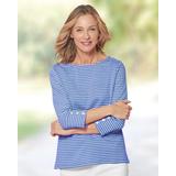 Appleseeds Women's Coastal Cotton Striped Bateau-Neck Tee - Multi - PXL - Petite