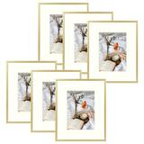 Wayfair Basics® Drennon Metal Picture Frame, Aluminum Photo Frames for Table Top & Wall Mounting Metal in Yellow | 8 H x 10 W x 0.98 D in