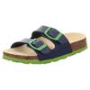 Pantolette SUPERFIT "Hausschuh WMS: Mittel", Kinder, Gr. 30, blau (blau, grün), Lederimitat, unifarben, casual, Schuhe, Schlappen, Hausschuh mit Schnallen, Größenschablone zum Download