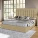 Latitude Run® Upholstered Metal Standard Storage Bed Linen in Brown | 43.3 H x 64.2 W x 82.7 D in | Wayfair 13FC3900DCB14FBB81B902D7365D1B9C